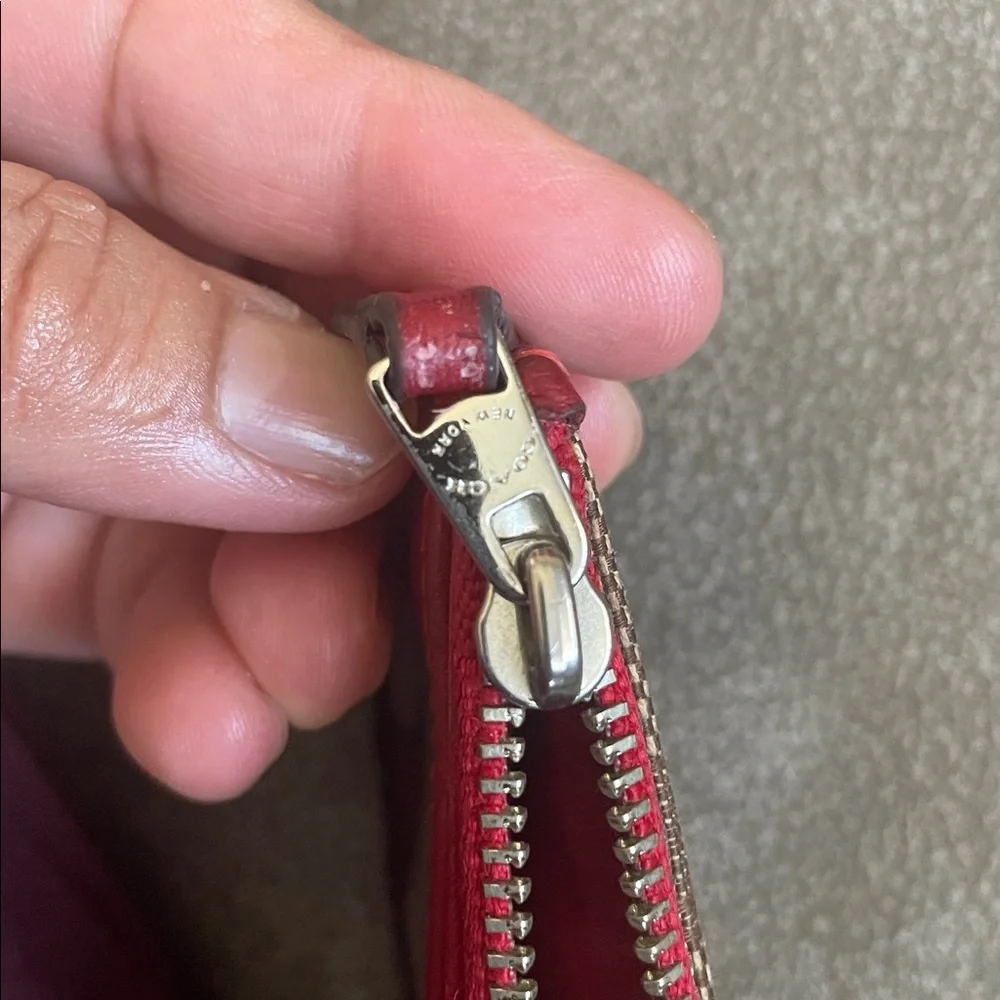 Coach red & tan card holder